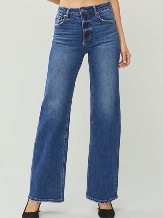 Risen Jeans Denim - RISEN Los Angeles NWT Sammie High Rise Straight Leg Denim Jeans Dark Wash 13/31